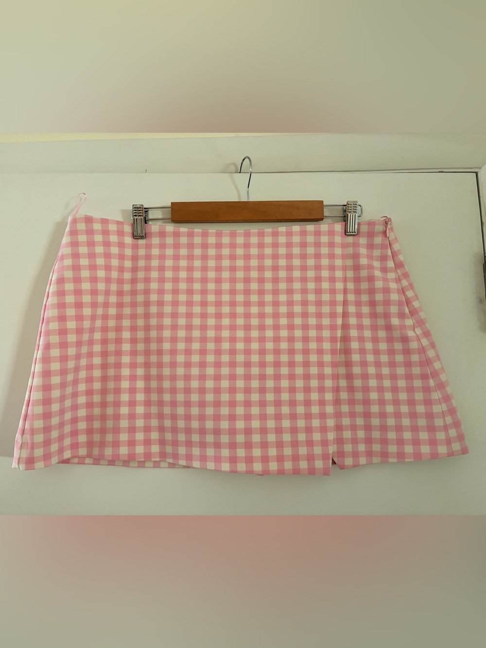 Zara Pink & White Gingham Mini Skort